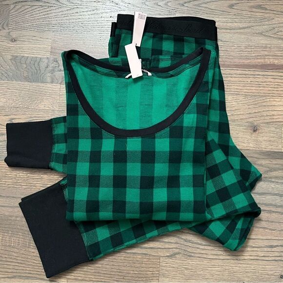 Victoria’s Secret thermal pajama set black green buffalo check plaid XXl - Picture 3 of 4